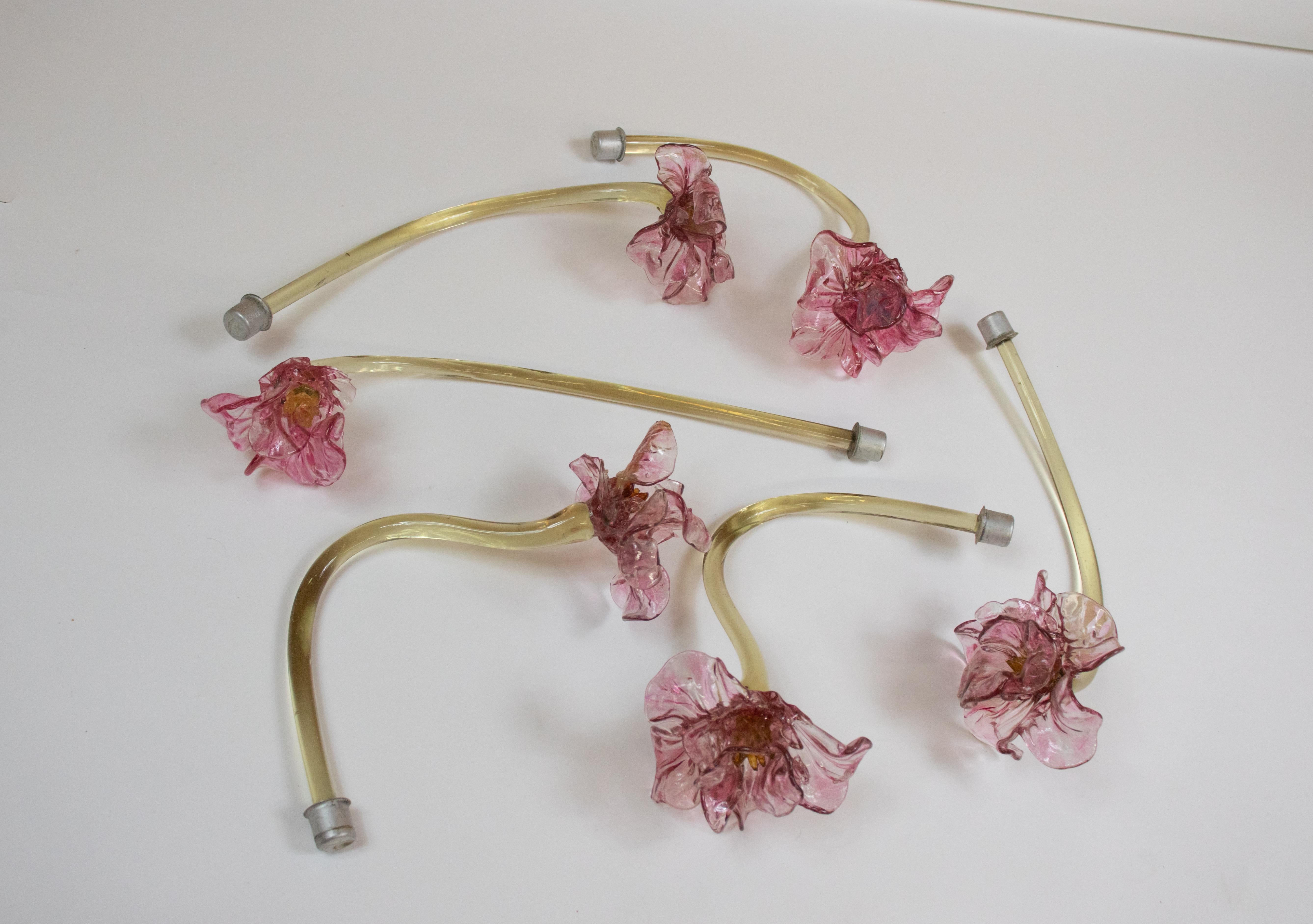 Lustre de Murano de style baroque du 19ème siècle à fleurs traditionnelles en vente 2