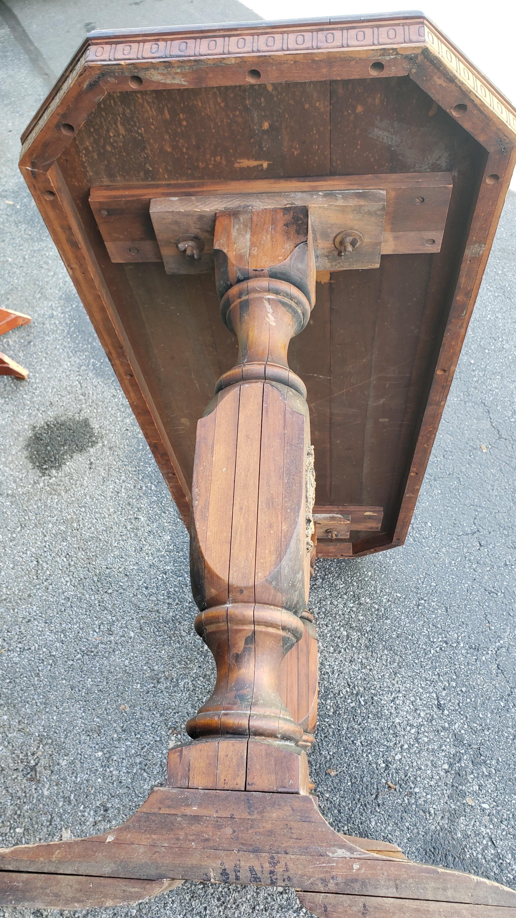 19th Century Baroque Style Walnut Trestle Base Library Table For Sale 1
