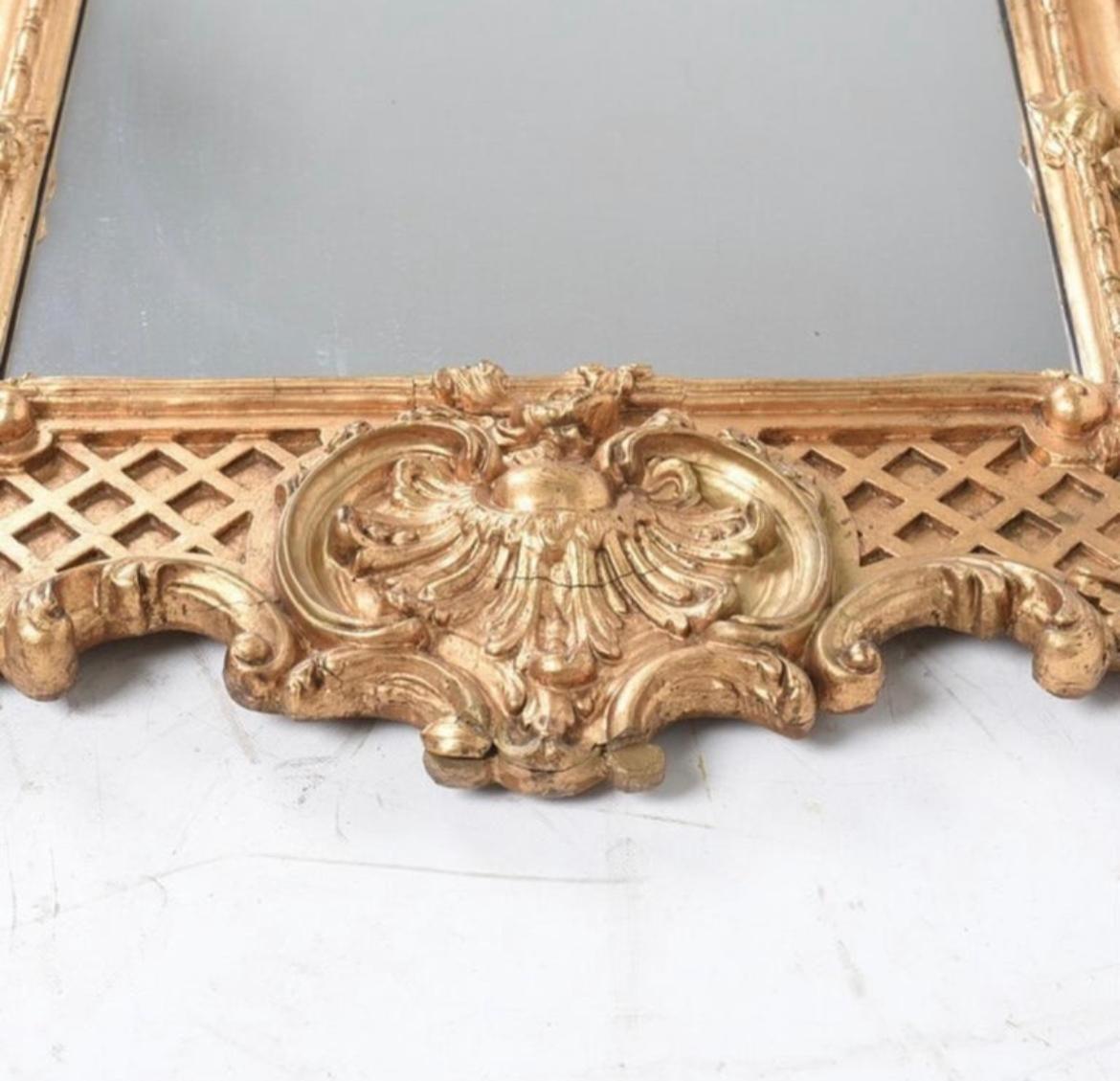 19th Century Baroque Swedish Giltwood Mirror In Good Condition For Sale In San Angelo, TX