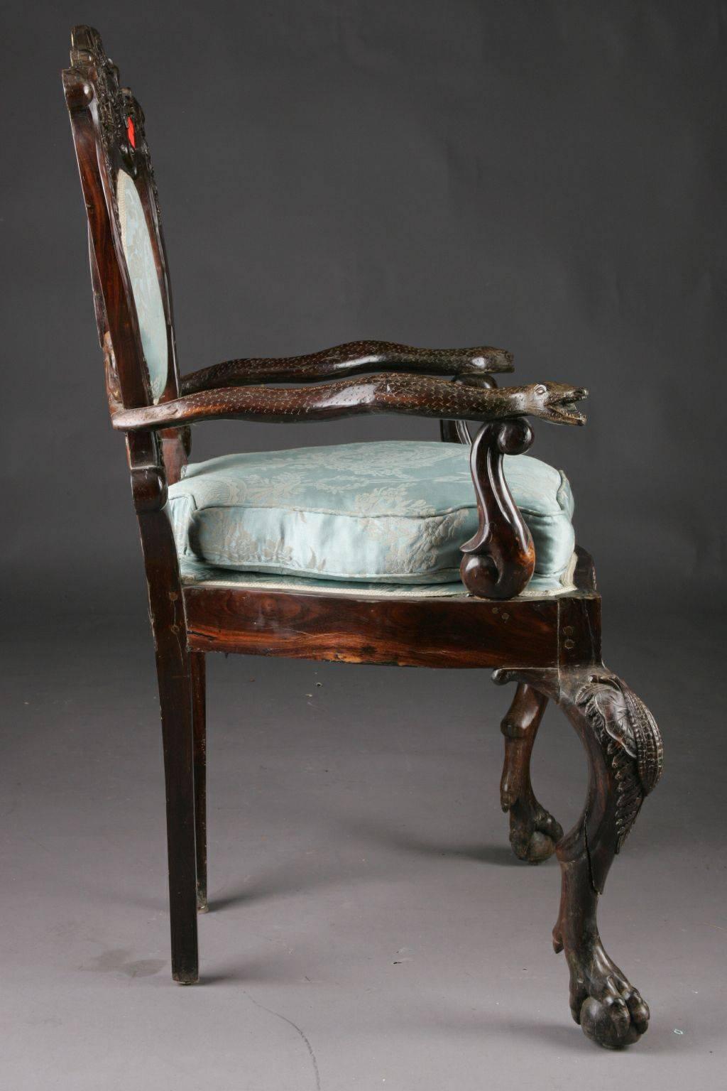 19th Century Baroque Thron Chair in Colonial Style In Good Condition For Sale In Berlin, DE