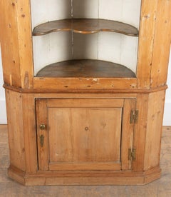 19th Century Barrel Back Pine Corner Cupboard