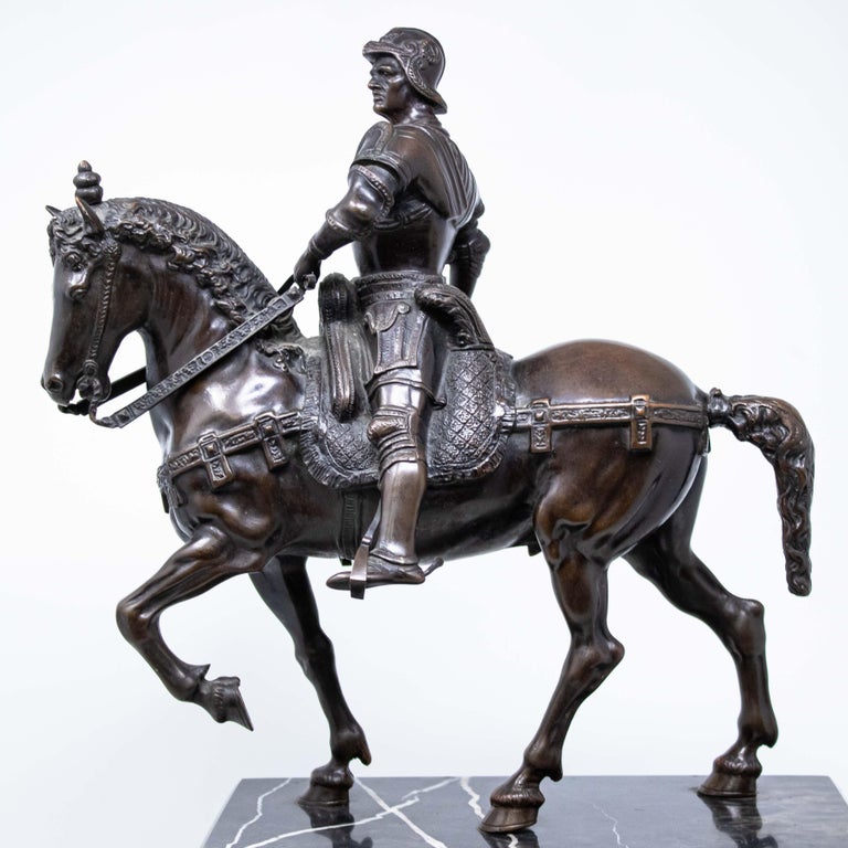 Italian 19th Century Bartolomeo Colleoni Equestrian Bronze Sculpture