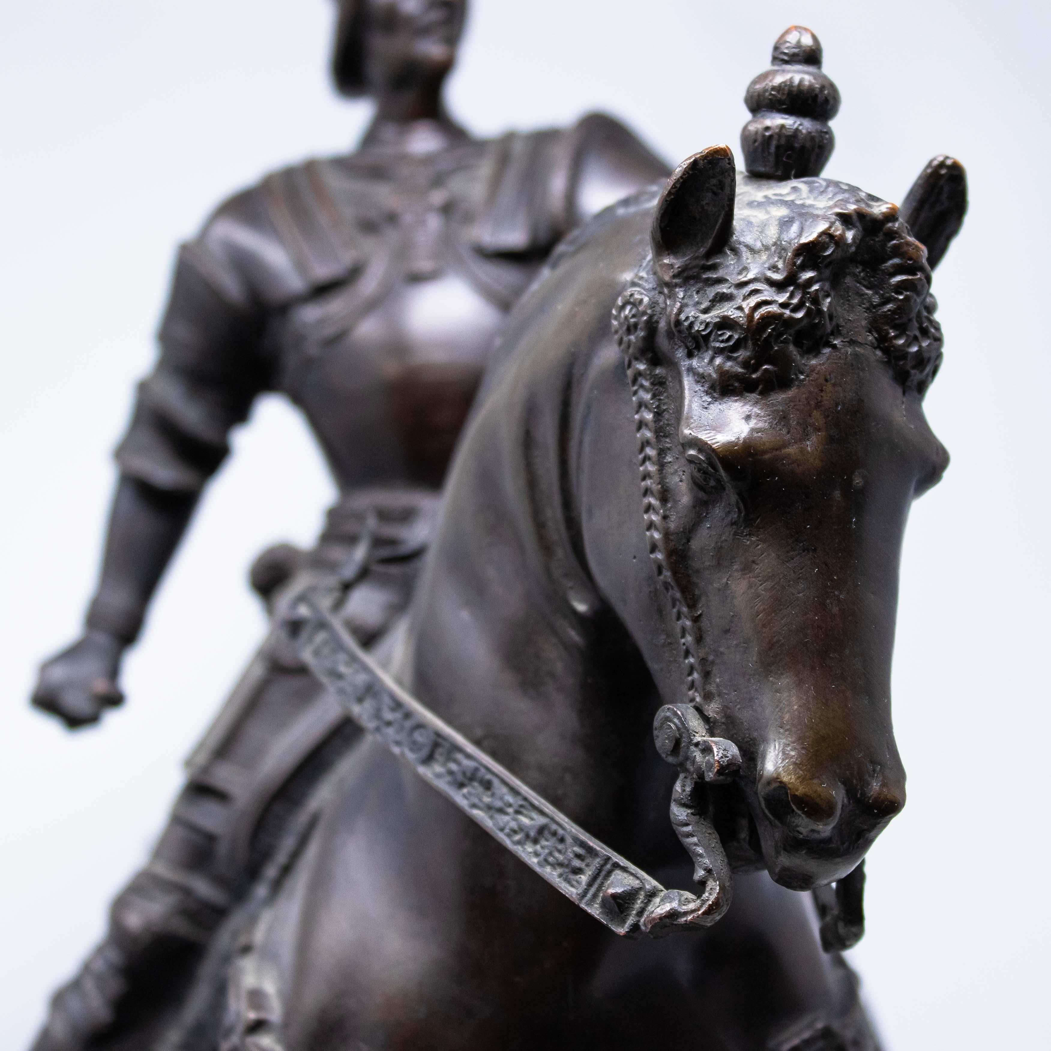 19th Century Bartolomeo Colleoni Equestrian Bronze Sculpture In Fair Condition In Milan, IT