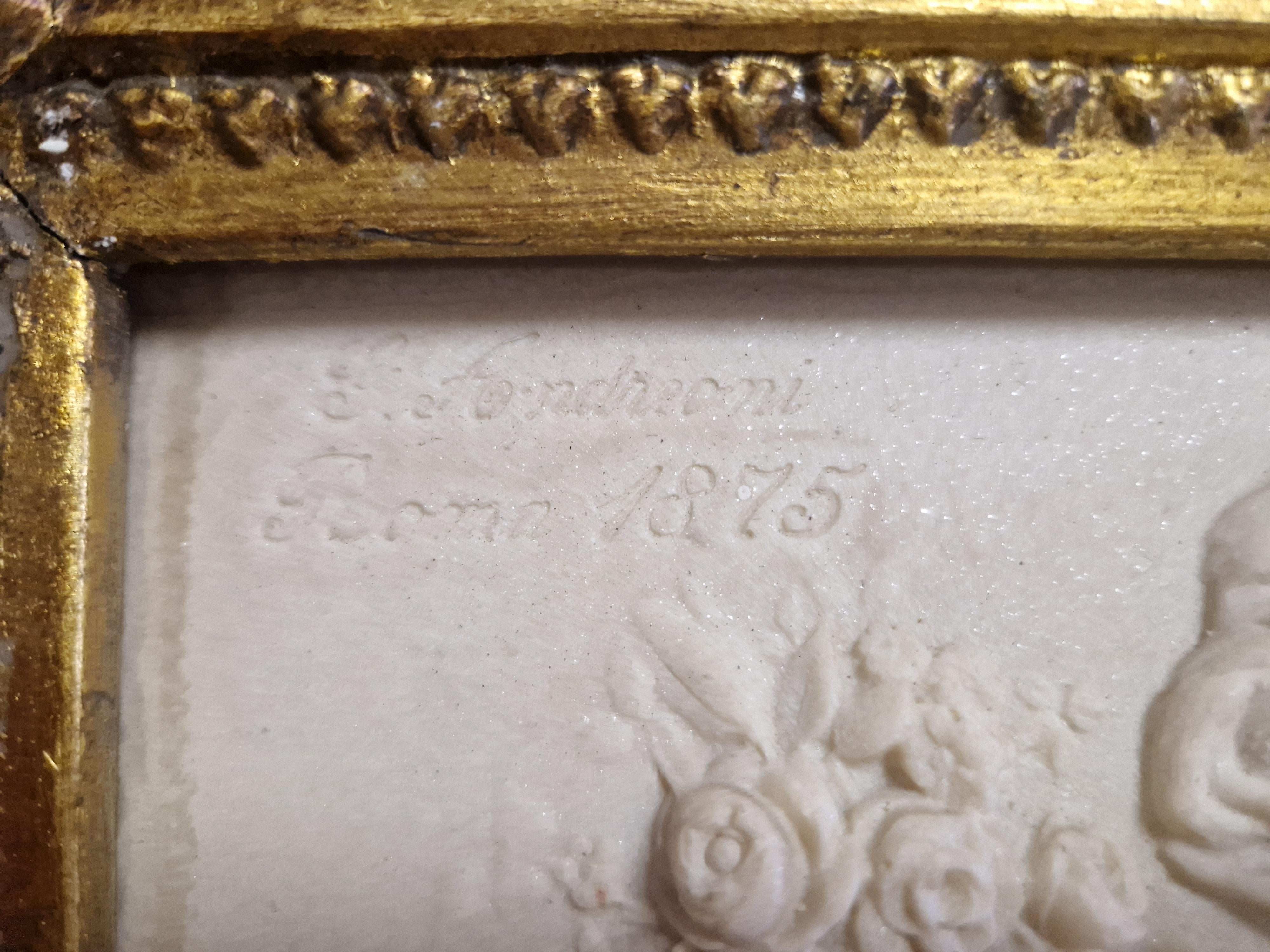 Neoclassical 19th Century Bas Relief in Gilt Rococo Frame For Sale