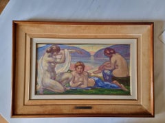 baigneurs à la mer" d'Enrico Ludolf Verworner, 19e siècle