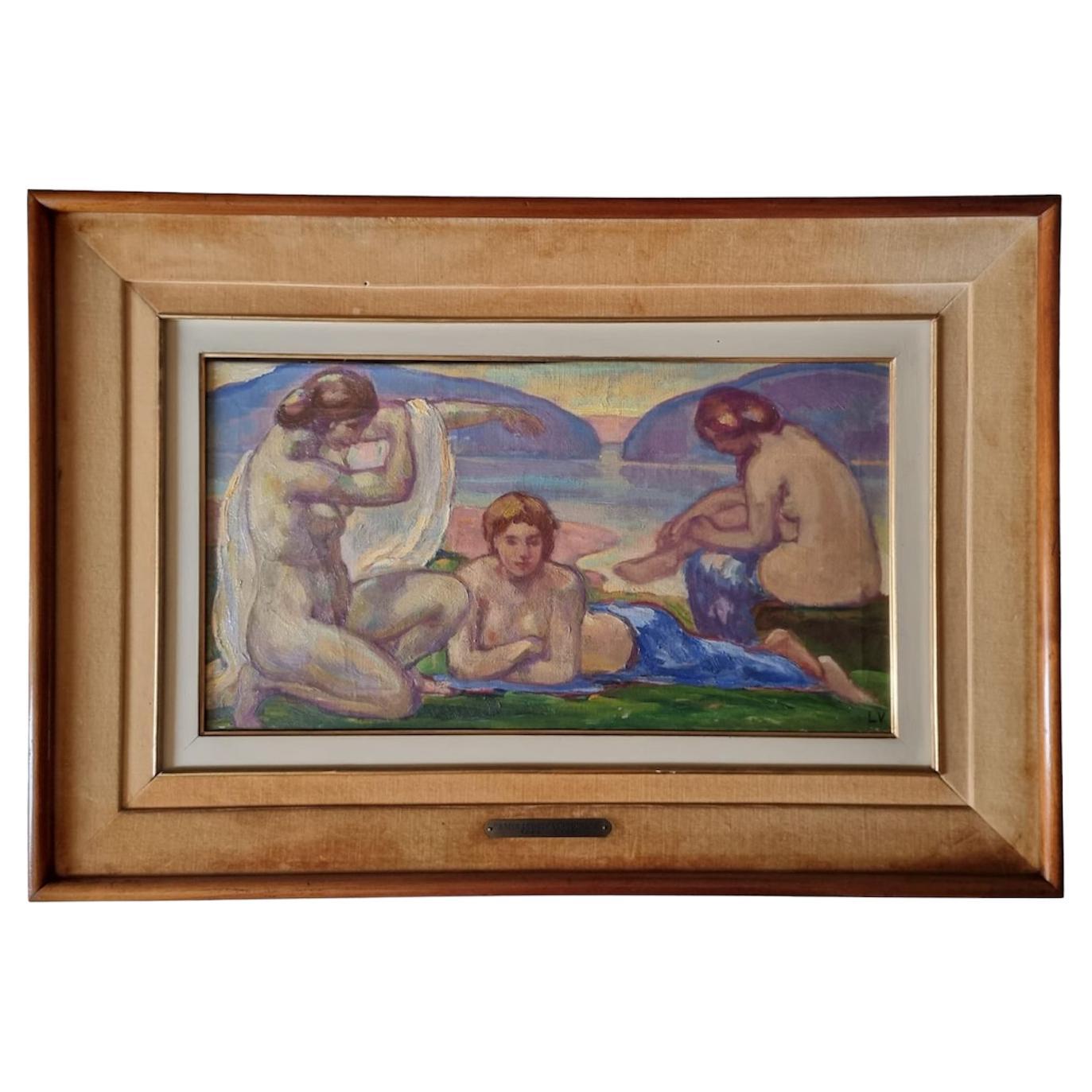 19th Century "Bathers at the Sea" by Henry Ludolf Verworner For Sale