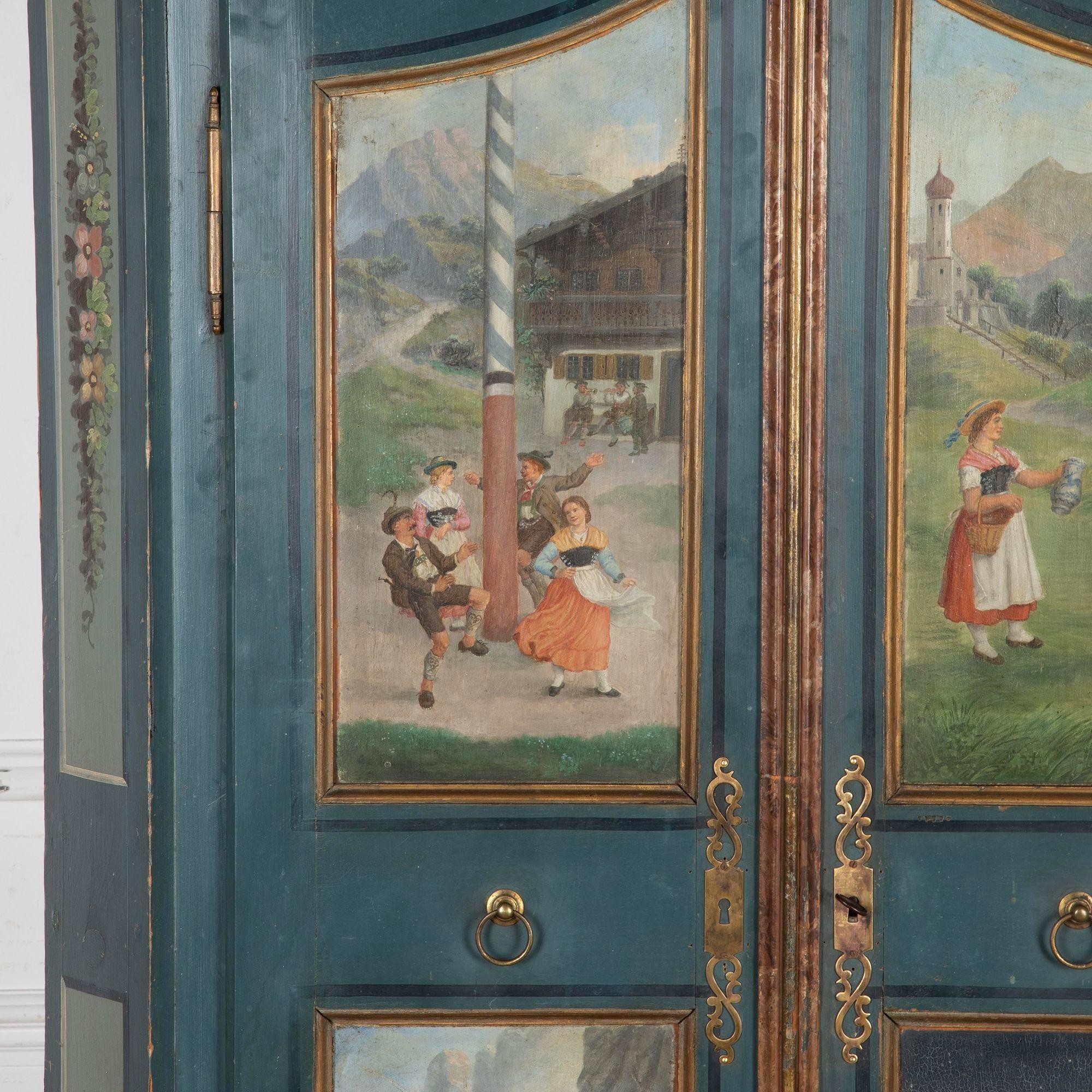 19th Century Bavarian Hand-Painted Folk Armoire 1
