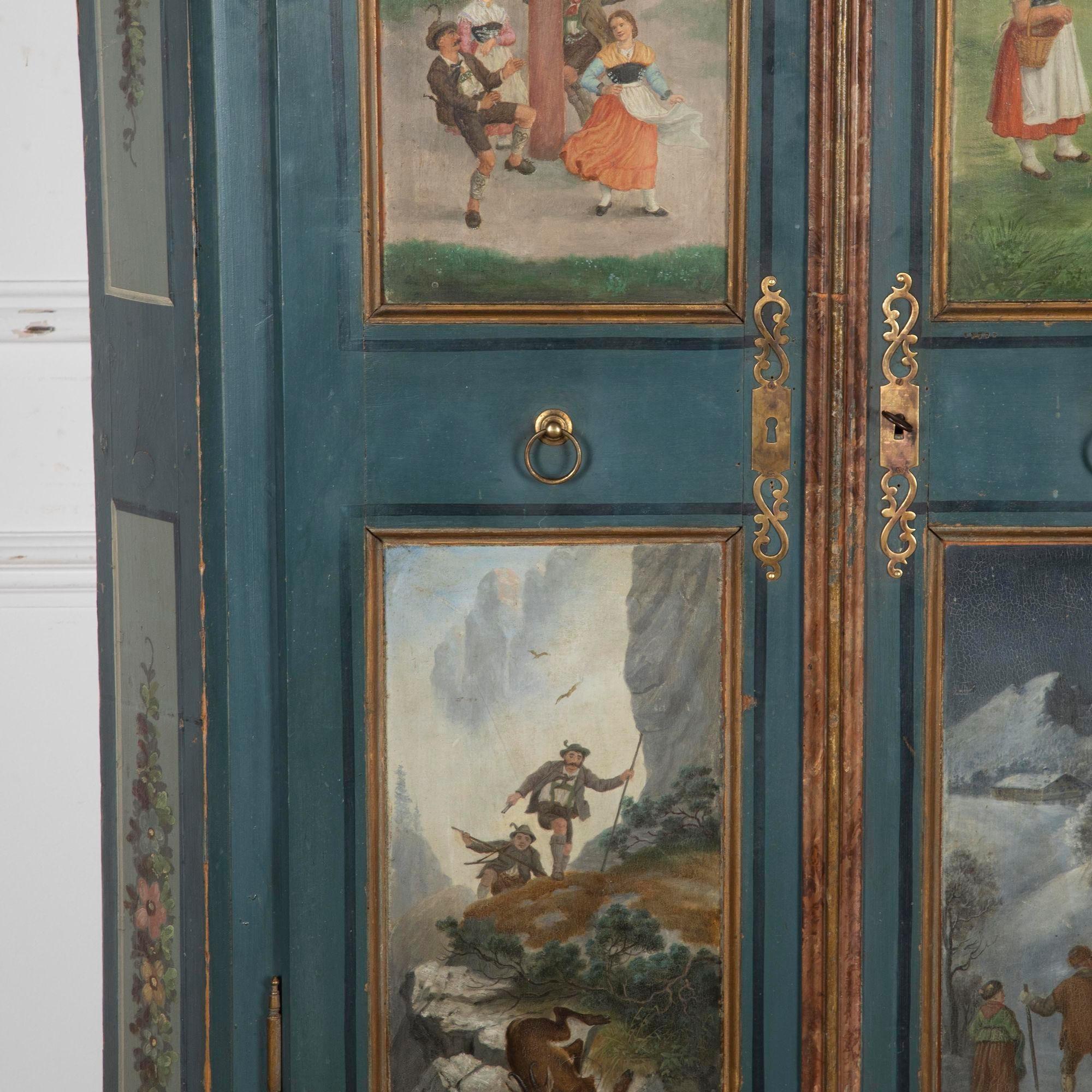 19th Century Bavarian Hand-Painted Folk Armoire 2