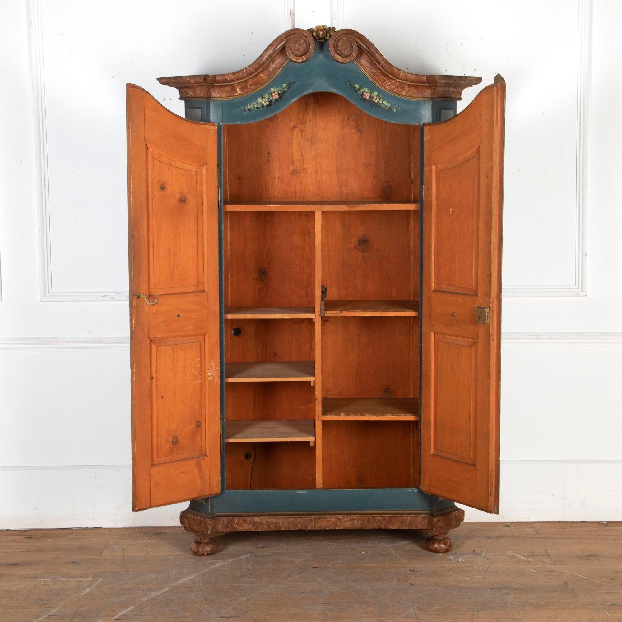 19th Century Bavarian Hand-Painted Folk Armoire 5