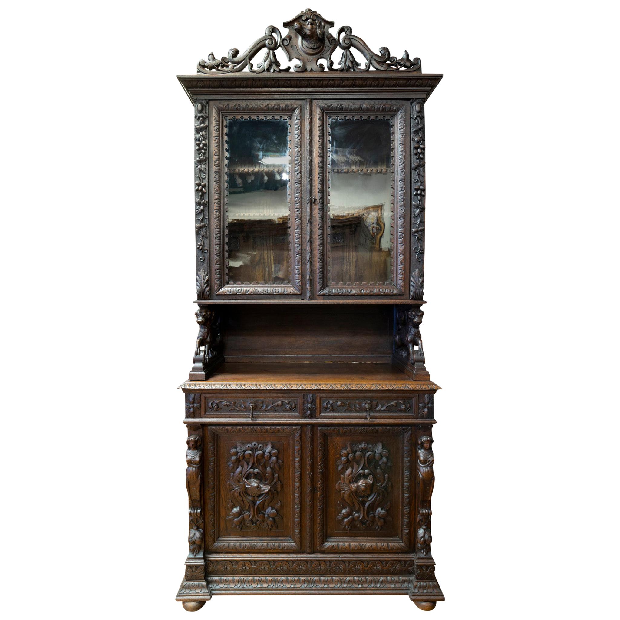 Vintage Style TwoPiece Oak Hutch For Sale at 1stDibs