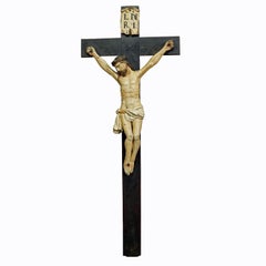 19th Century Bavarian Wooden Carved Crucifix