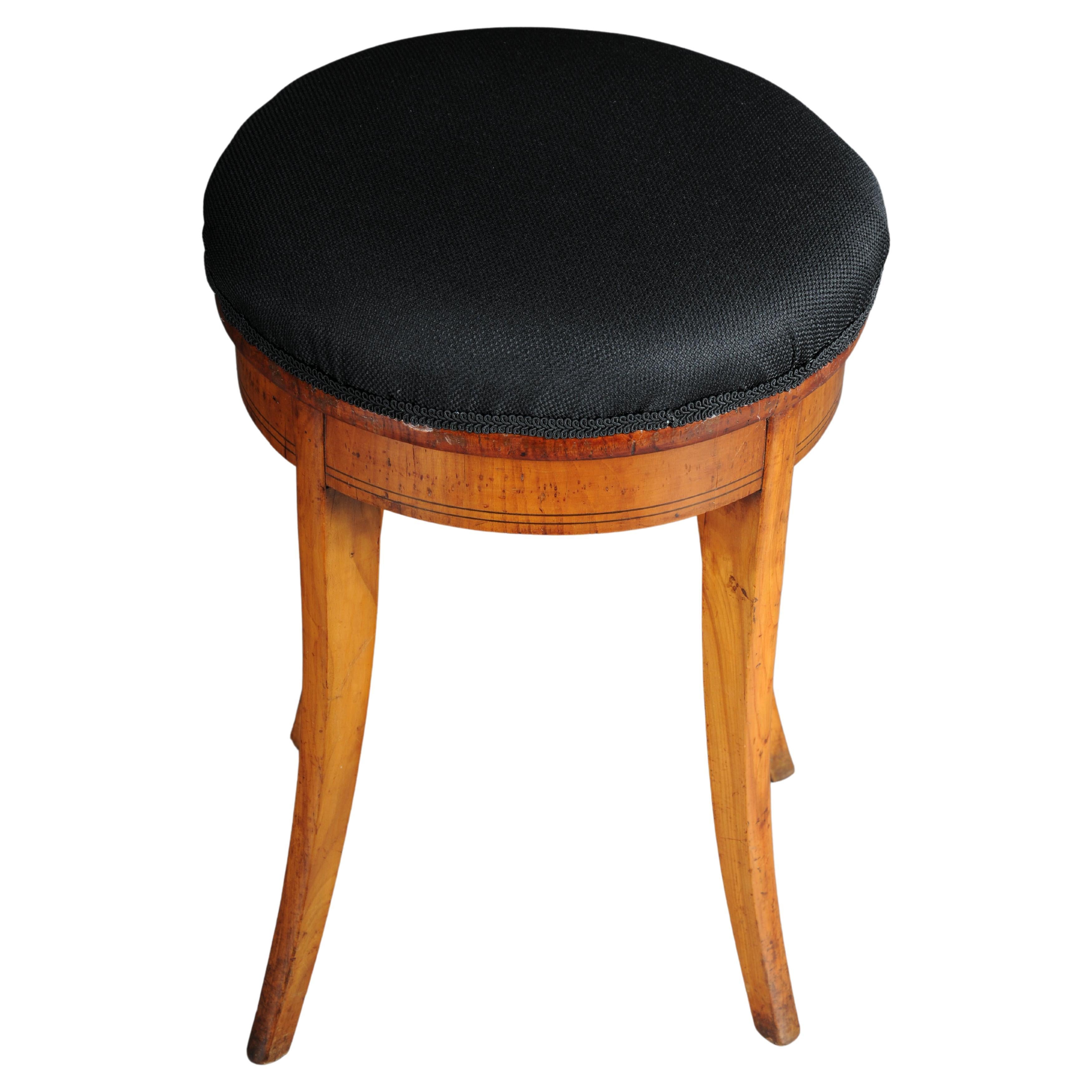 19th Century Beautiful antique stool, cherry wood For Sale