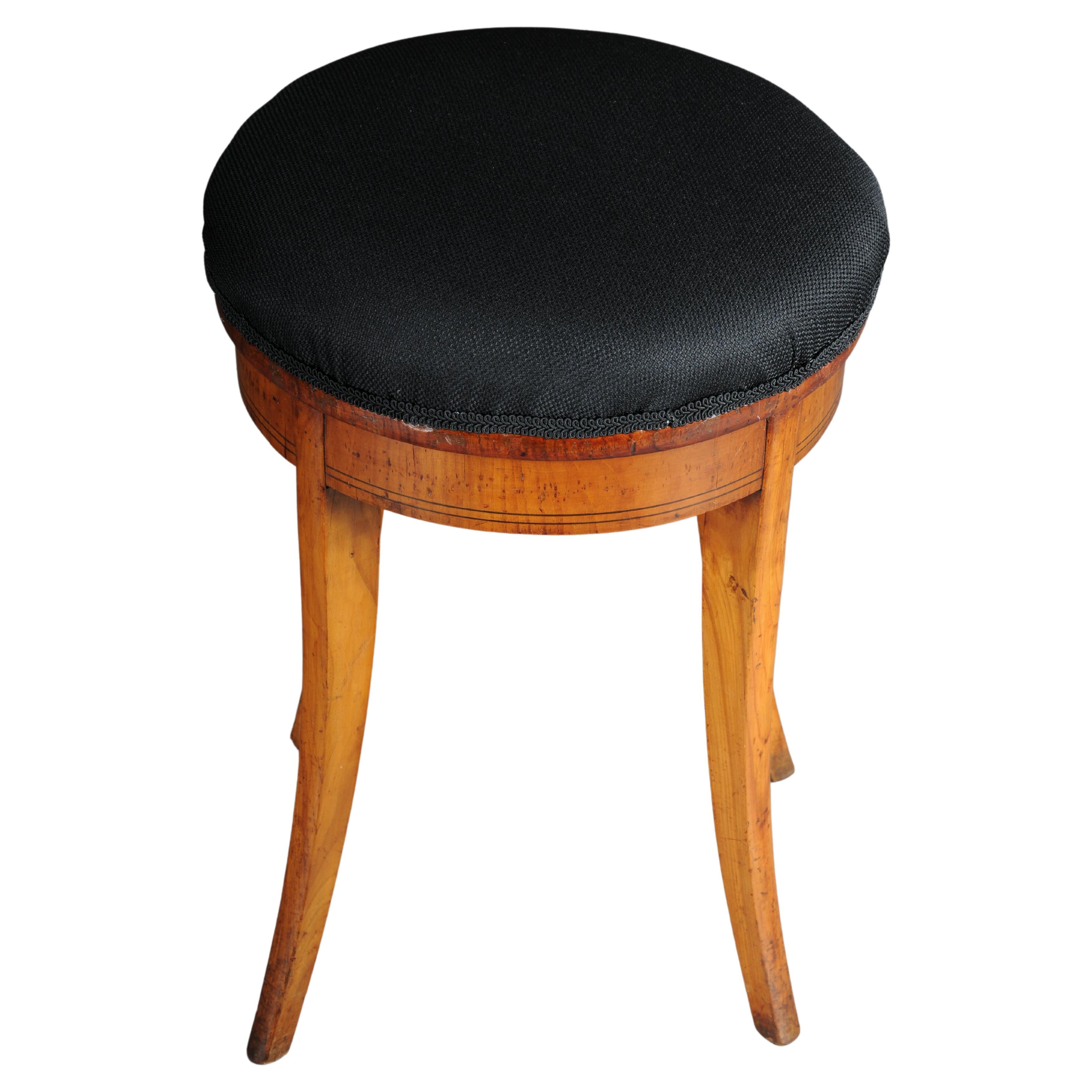 Magnifique tabouret ancien du 19ème siècle, bois de cerisier