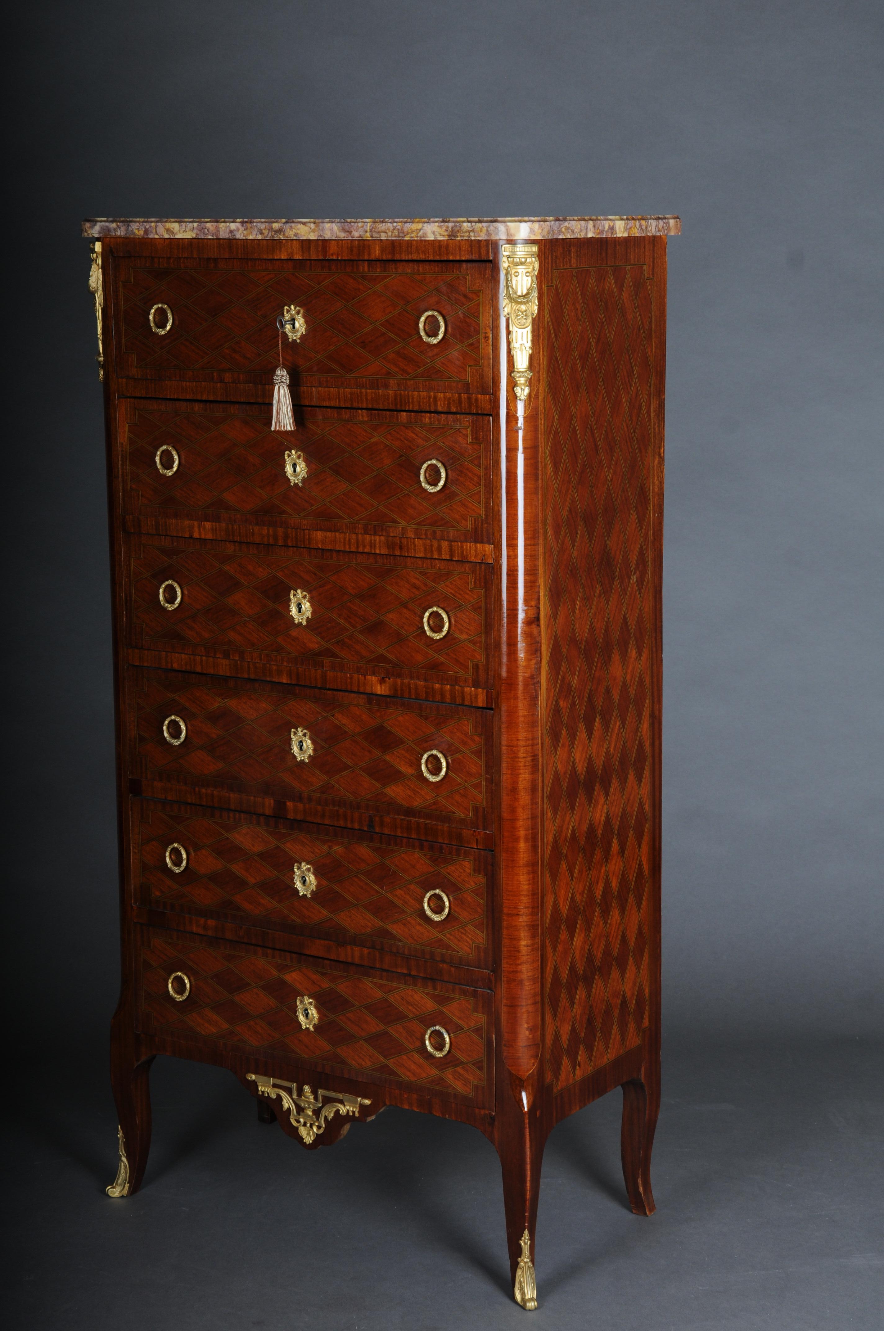 19th Century Beautiful High Chest of Drawers / Chiffoniere, Louis XVI/Transition For Sale 6