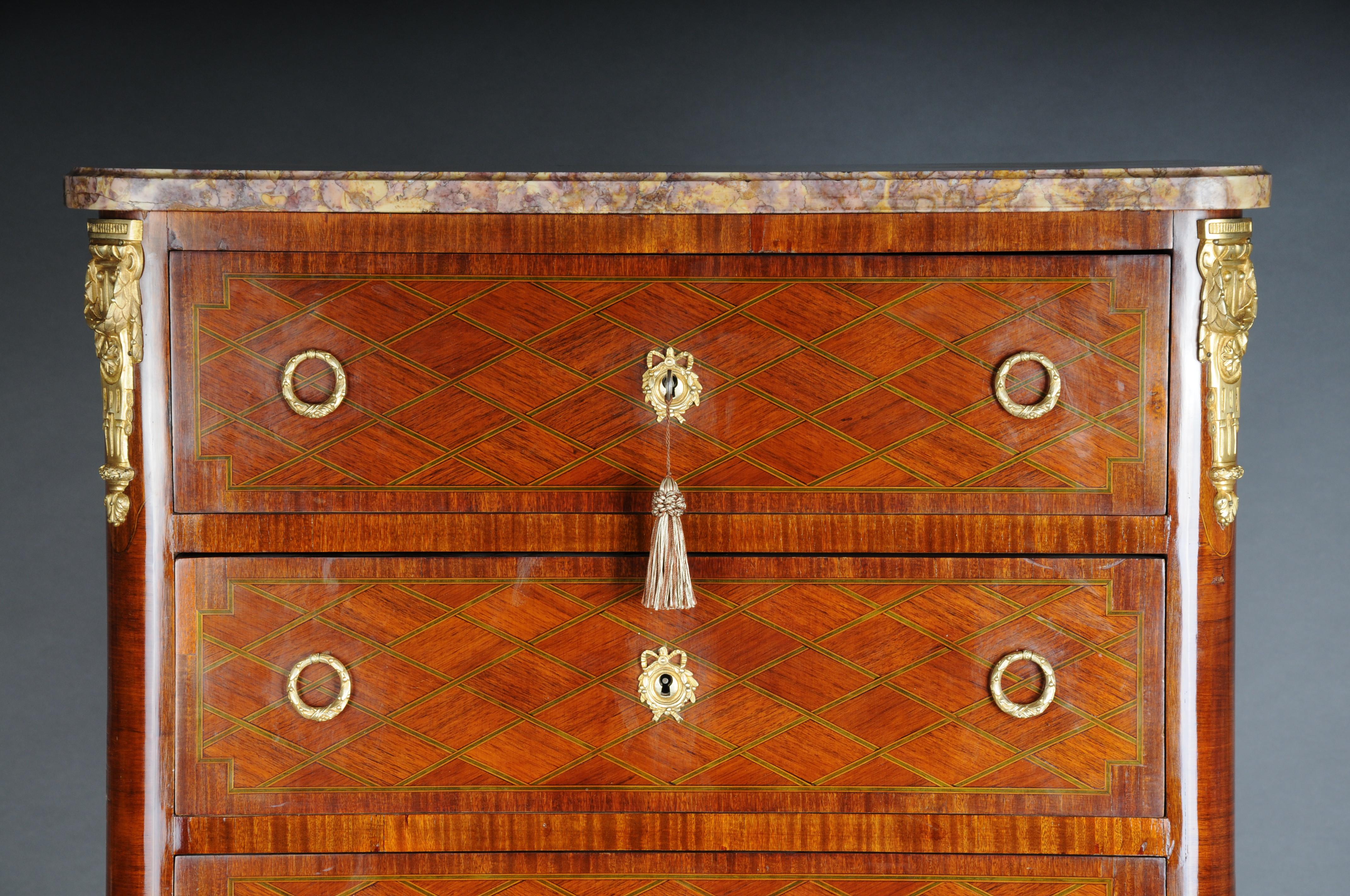 French 19th Century Beautiful High Chest of Drawers / Chiffoniere, Louis XVI/Transition For Sale