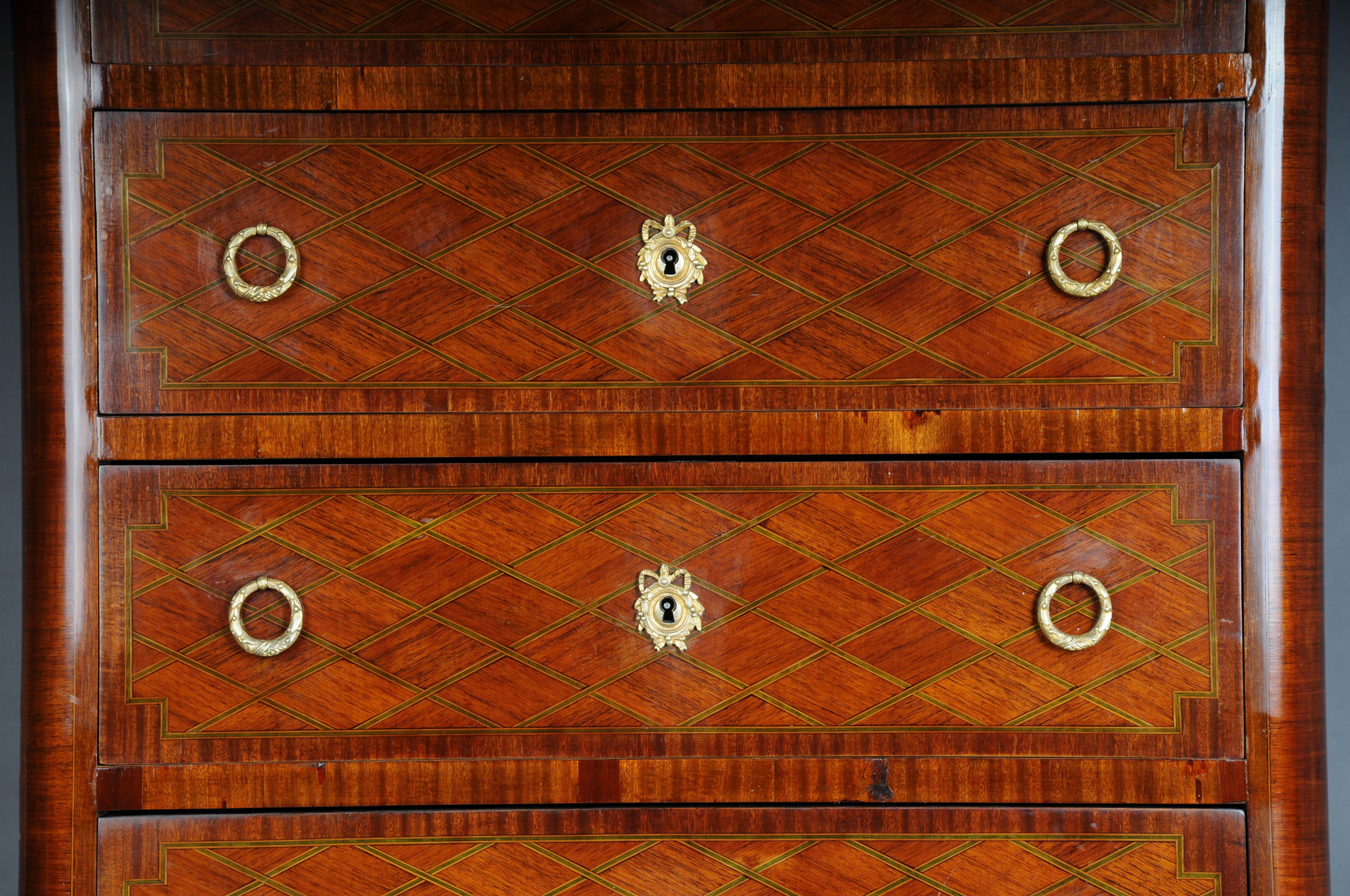 Gilt 19th Century Beautiful High Chest of Drawers / Chiffoniere, Louis XVI/Transition For Sale