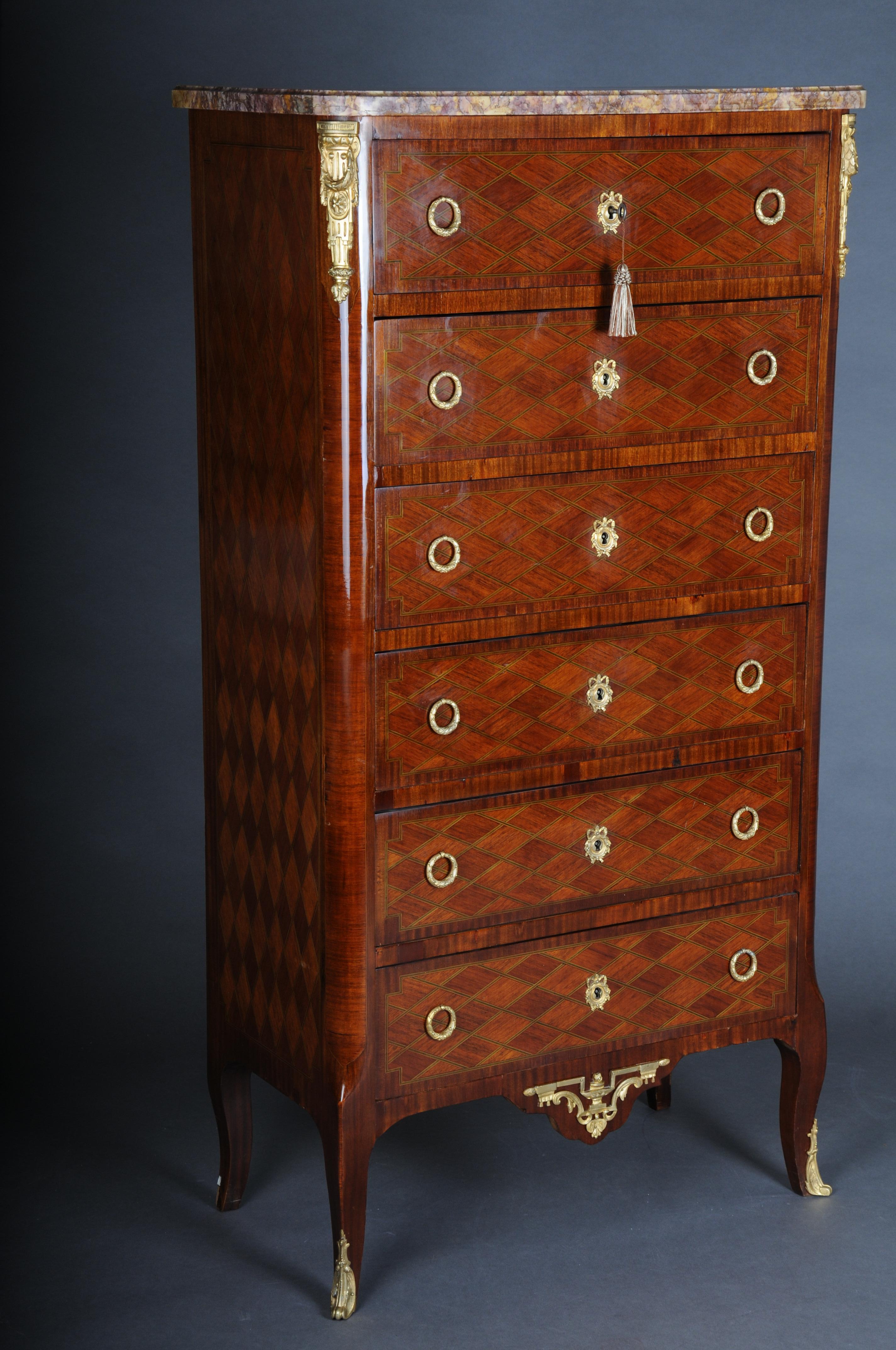 19th Century Beautiful High Chest of Drawers / Chiffoniere, Louis XVI/Transition For Sale 3
