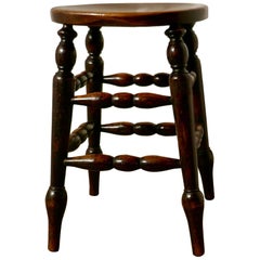 Antique 19th Century Beech and Elm Farmhouse Kitchen or Bar High Stool