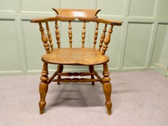 19th Century Beech and Elm Smokers Bow Office or Desk Chair
