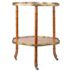 Antique 19th Century Beechwood Faux Bamboo Bar Cart / Side Table