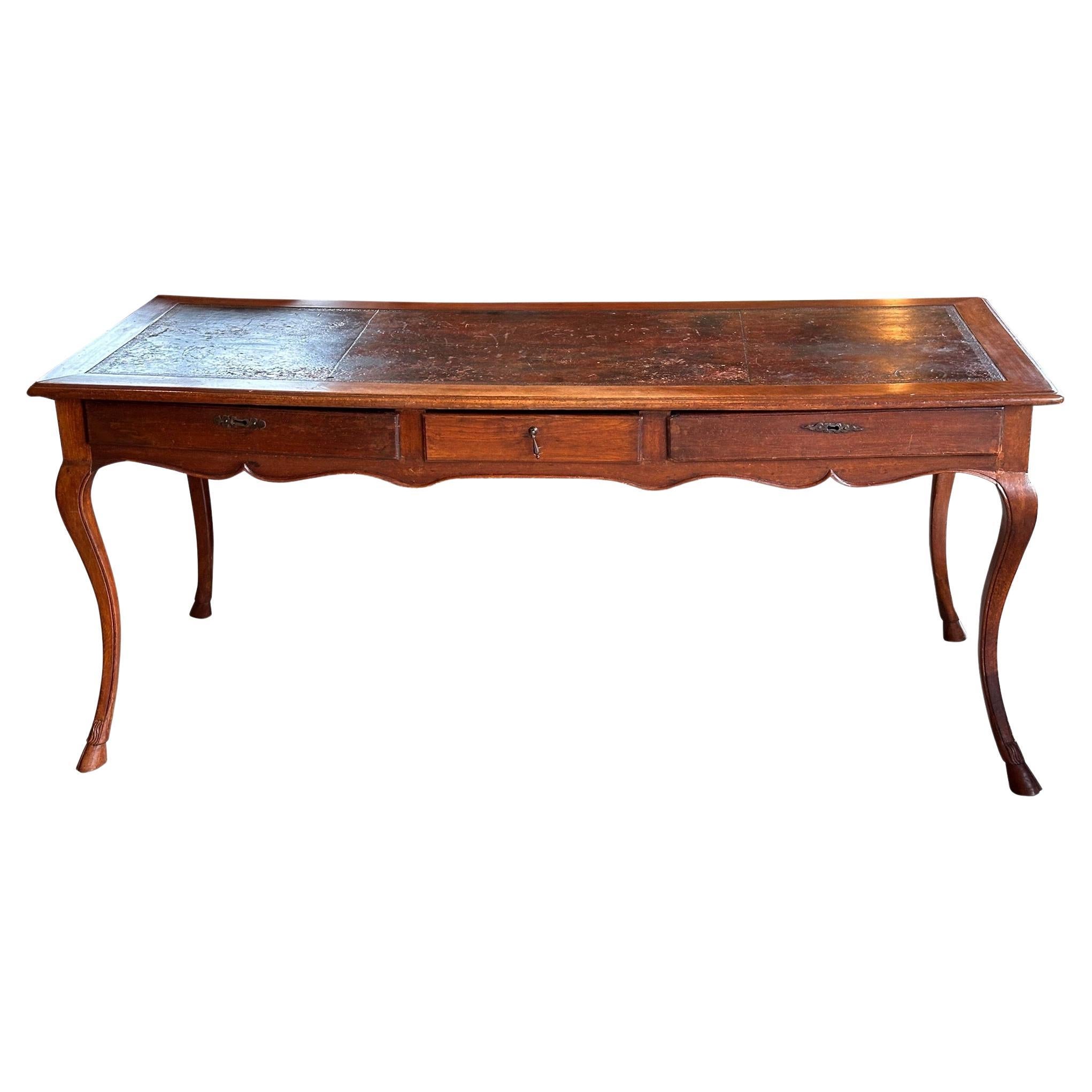 19th Century Beechwood French Bureau Plat