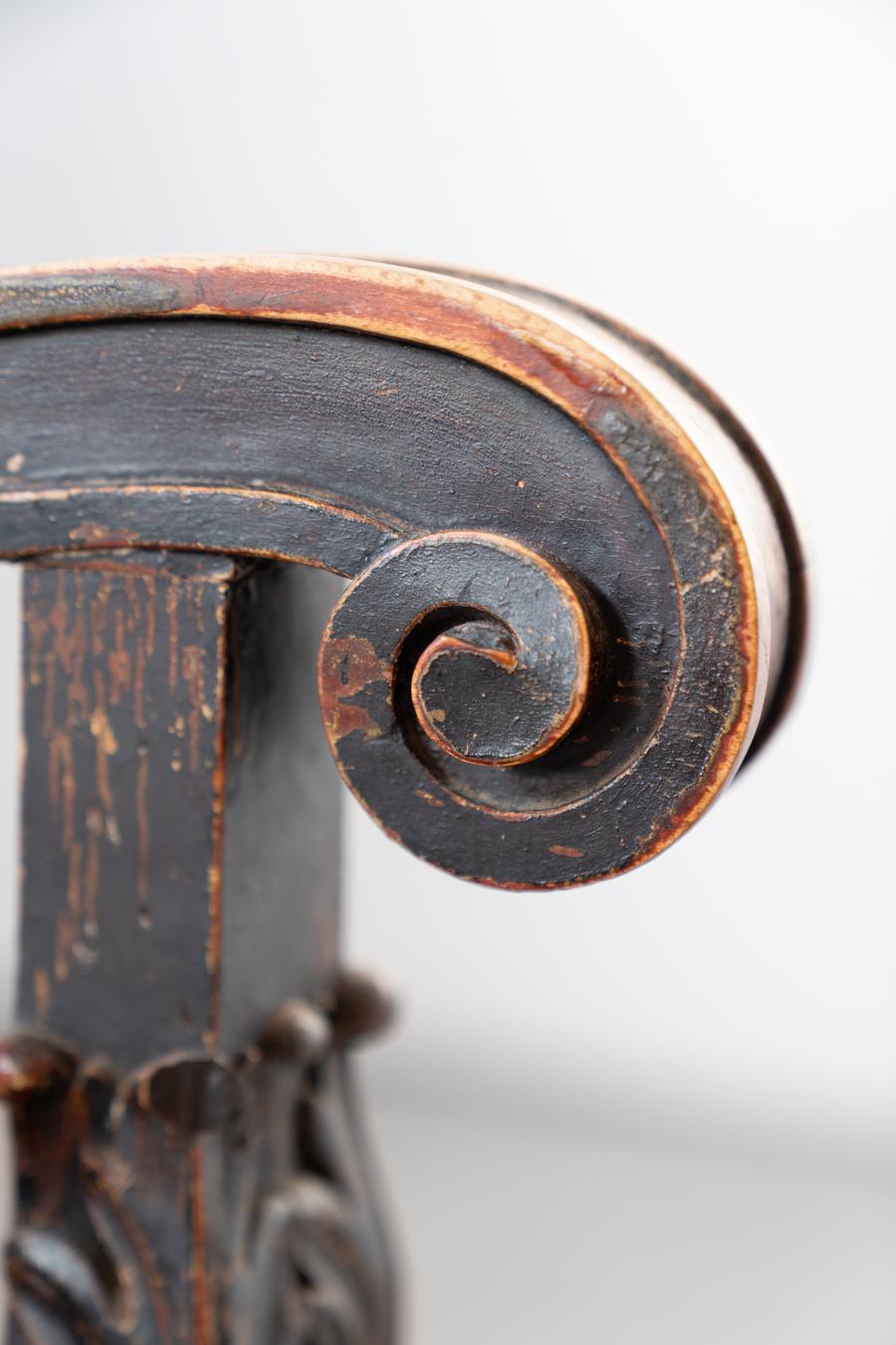 19th Century Beechwood, Metal, and Leather Throne For Sale 6