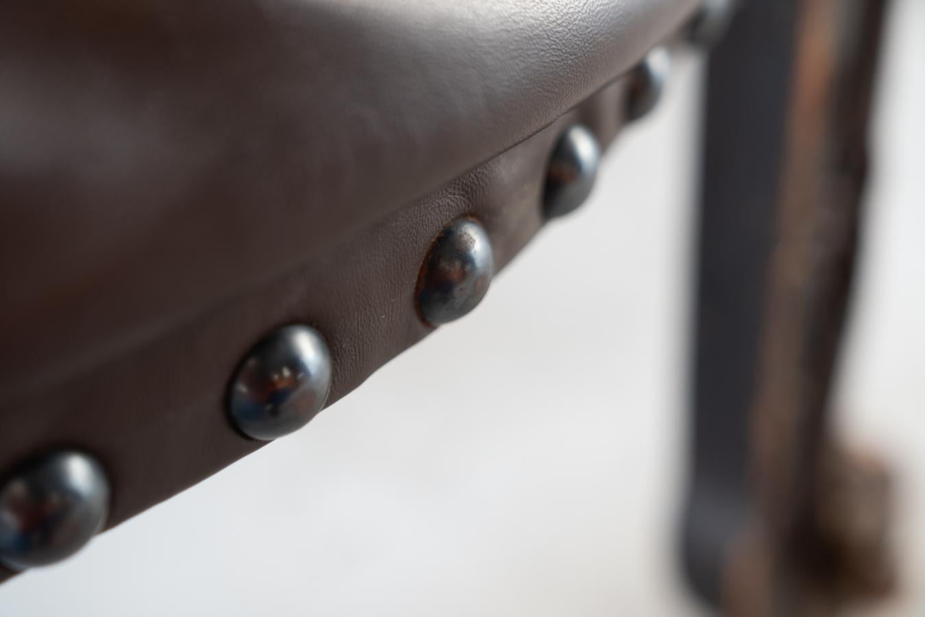 19th Century Beechwood, Metal, and Leather Throne For Sale 7