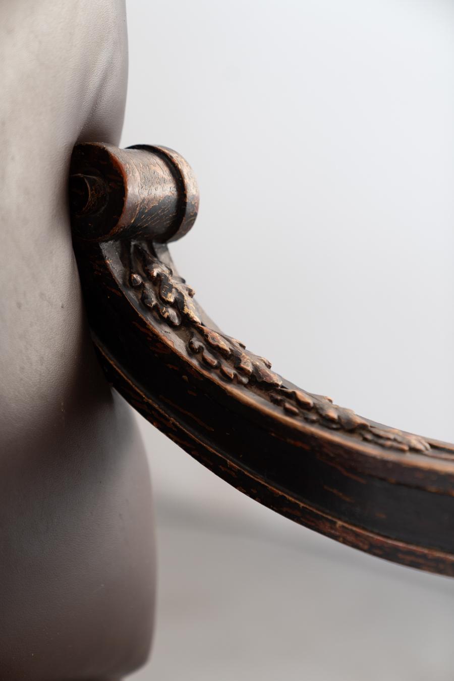 19th Century Beechwood, Metal, and Leather Throne For Sale 4