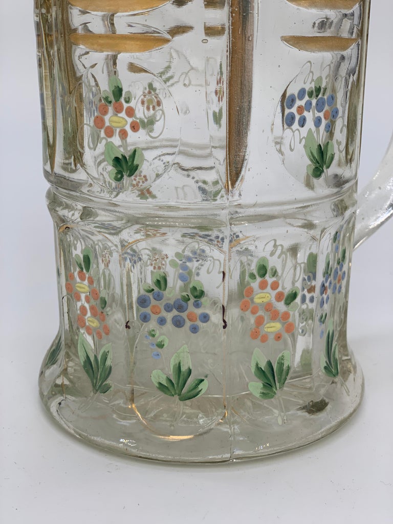 19th Century Beer Mug with Flowers and Gold Detail and Diamond Cut For Sale 6