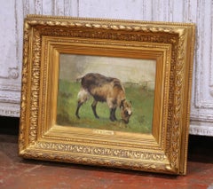 19th Century Belgian Animal Oil Painting in Gilt Frame Signed Paul H. Schouten