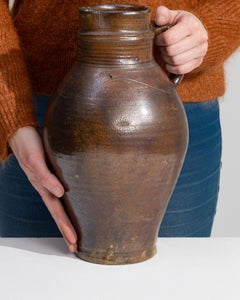 19th Century Belgian Antique Ceramic Pitcher, Glazed, Good Condition