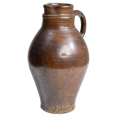 19th Century Belgian Antique Ceramic Pitcher, Glazed, Good Condition