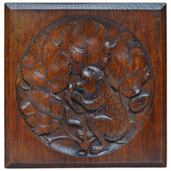 19th Century Belgian Art Nouveau Carved Wood Plaque Depicting a Monkey