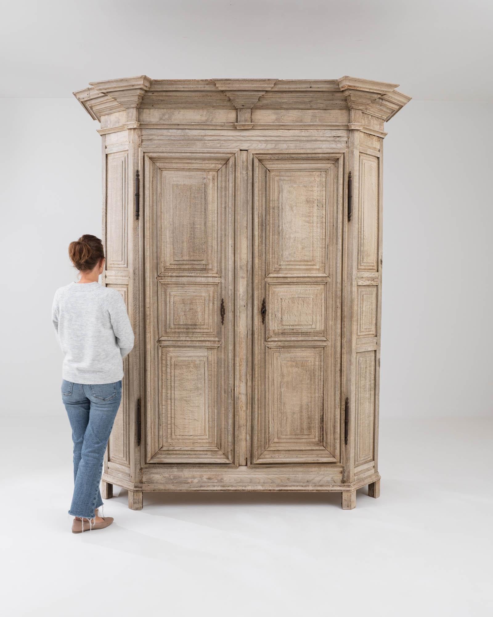 French Provincial 19th Century Belgian Bleached Oak Armoire