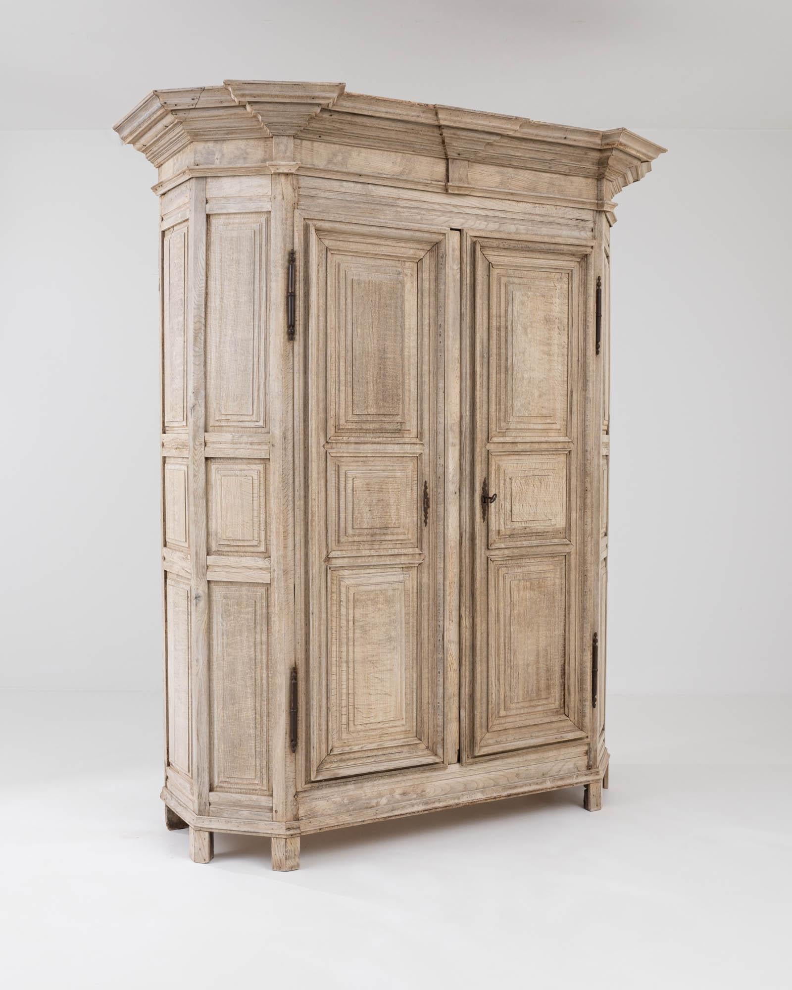 19th Century Belgian Bleached Oak Armoire In Good Condition In High Point, NC