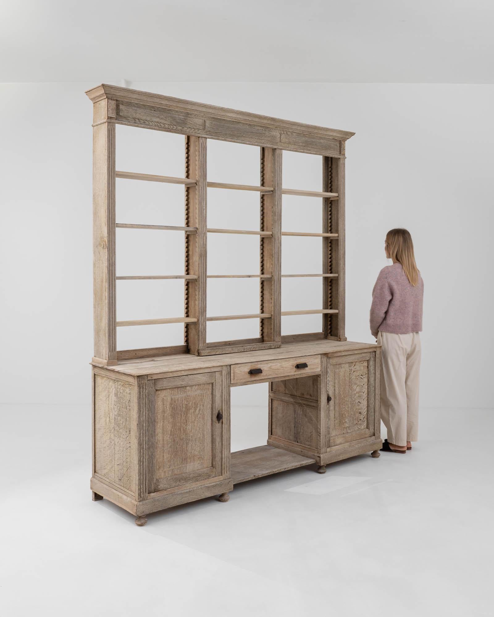 19th Century Belgian Bleached Oak Cabinet  2
