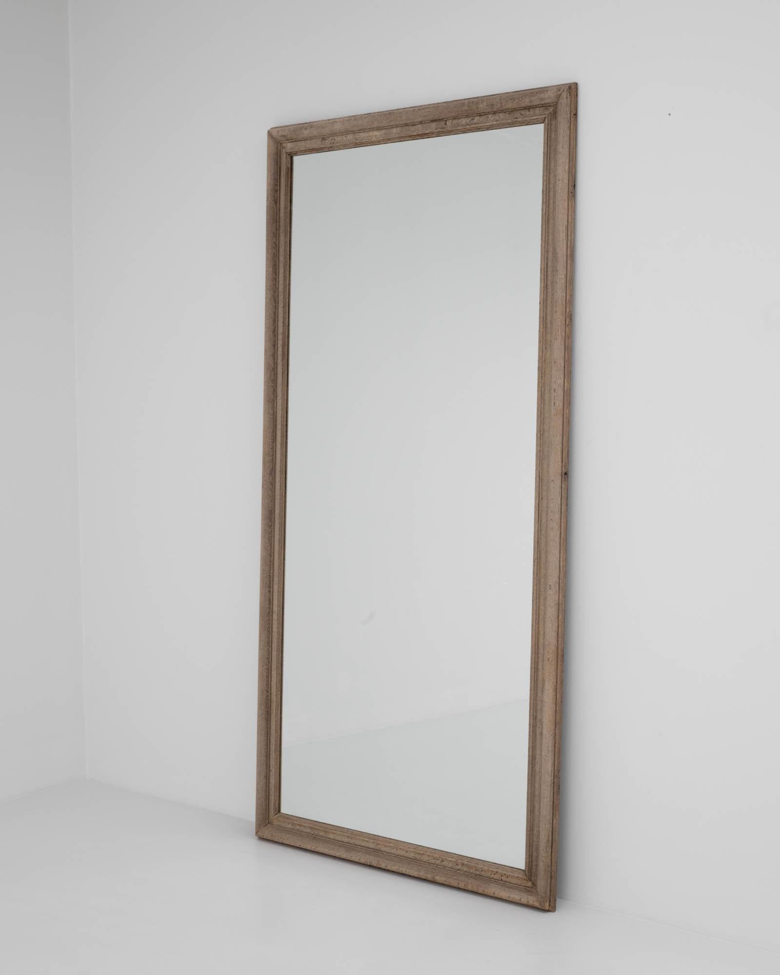 19th Century Belgian Bleached Oak Mirror In Good Condition In High Point, NC