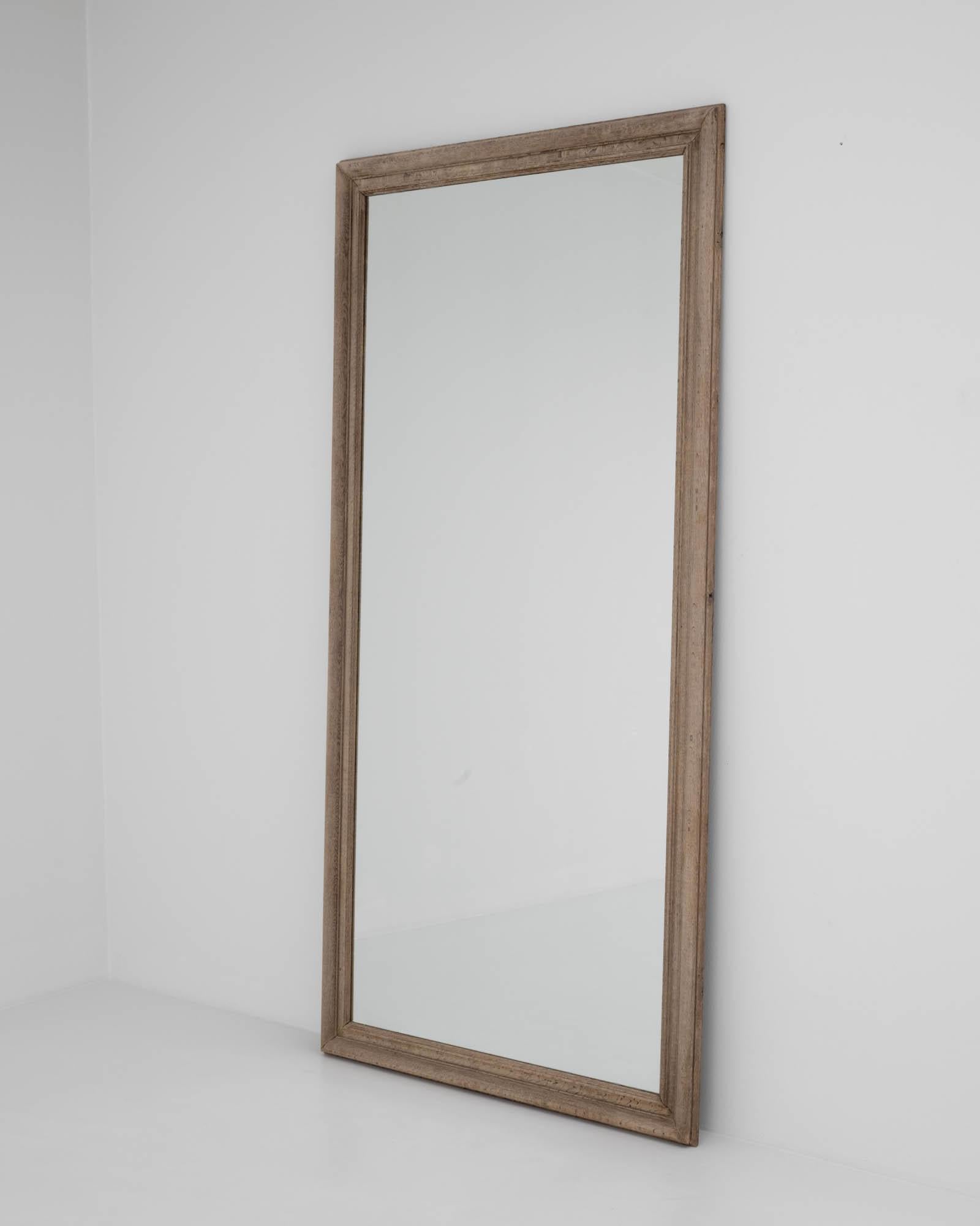 19th Century Belgian Bleached Oak Mirror 1
