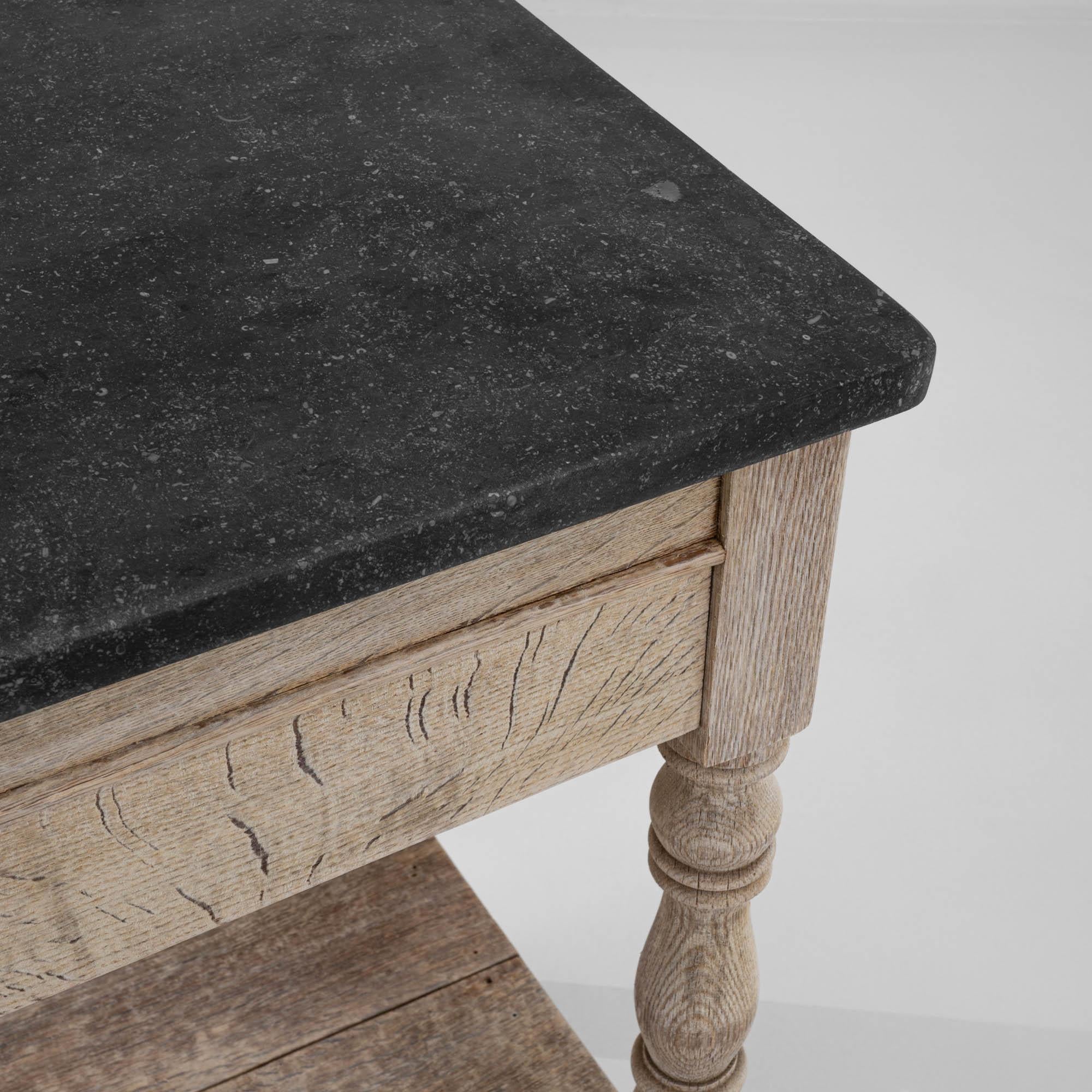 19th Century Belgian Bleached Oak Vanity Table with Stone Top 6