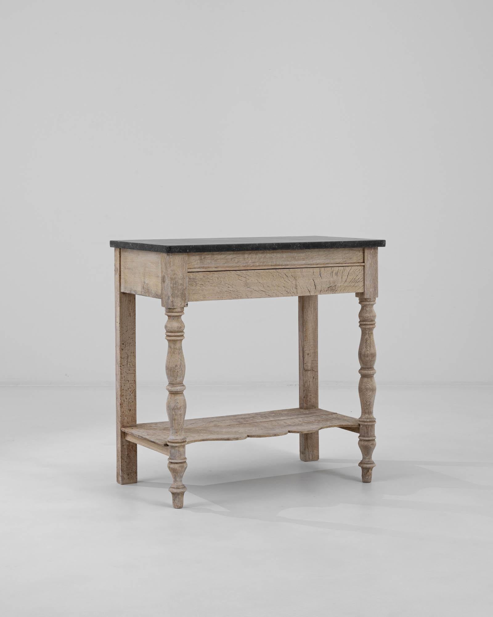 19th Century Belgian Bleached Oak Vanity Table with Stone Top 1