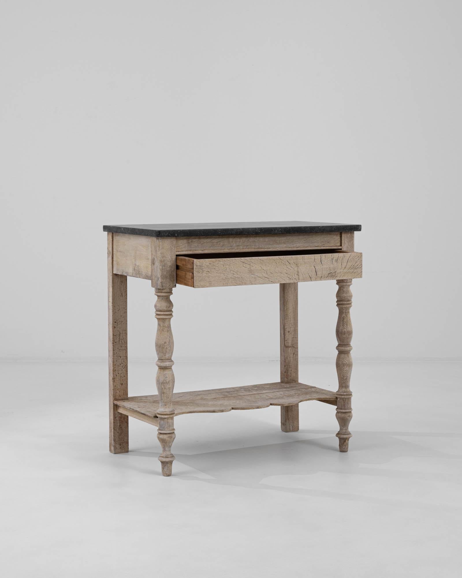 19th Century Belgian Bleached Oak Vanity Table with Stone Top 2