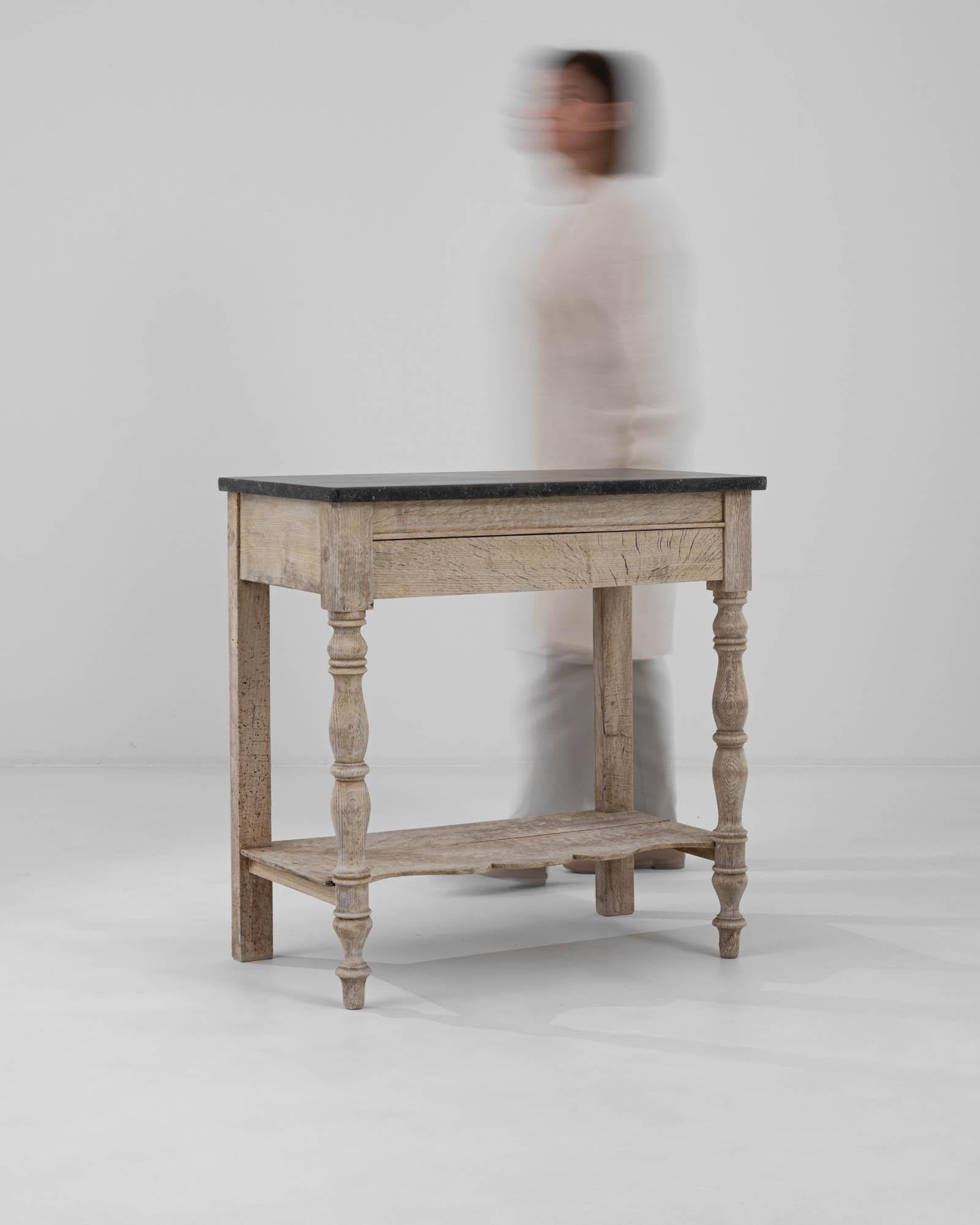 19th Century Belgian Bleached Oak Vanity Table with Stone Top 3