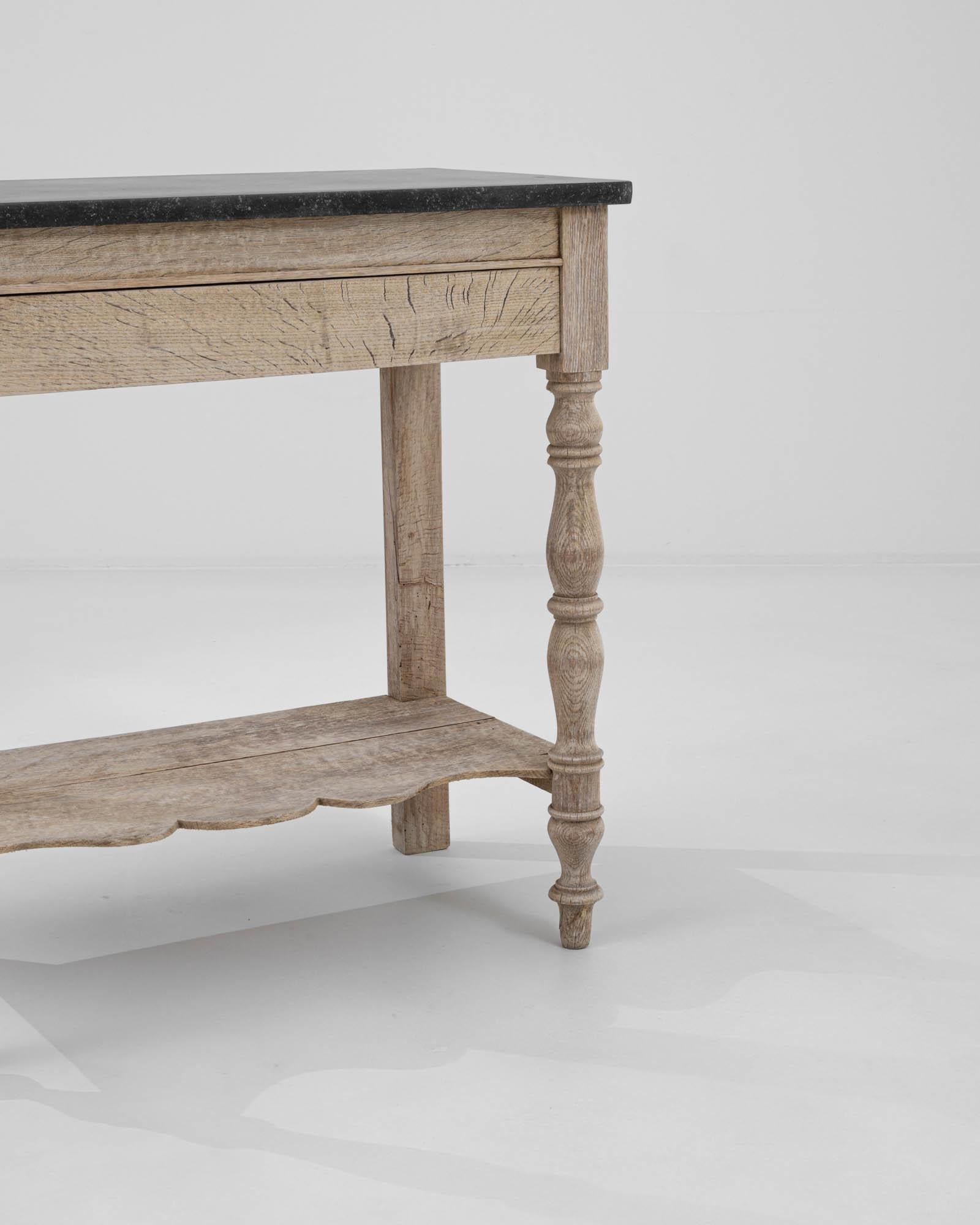 19th Century Belgian Bleached Oak Vanity Table with Stone Top 4
