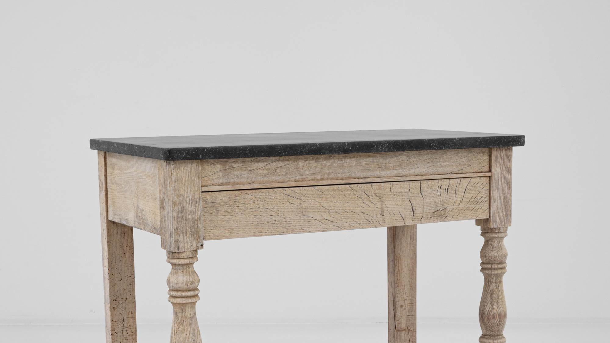 19th Century Belgian Bleached Oak Vanity Table with Stone Top 5