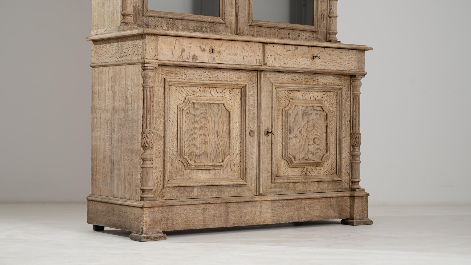 19th Century Belgian Bleached Oak Vitrine 4