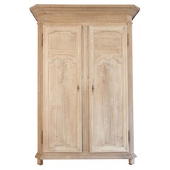 Belgischer Kleiderschrank oder Armoire aus gebleichter Eiche aus dem 19. Jahrhundert