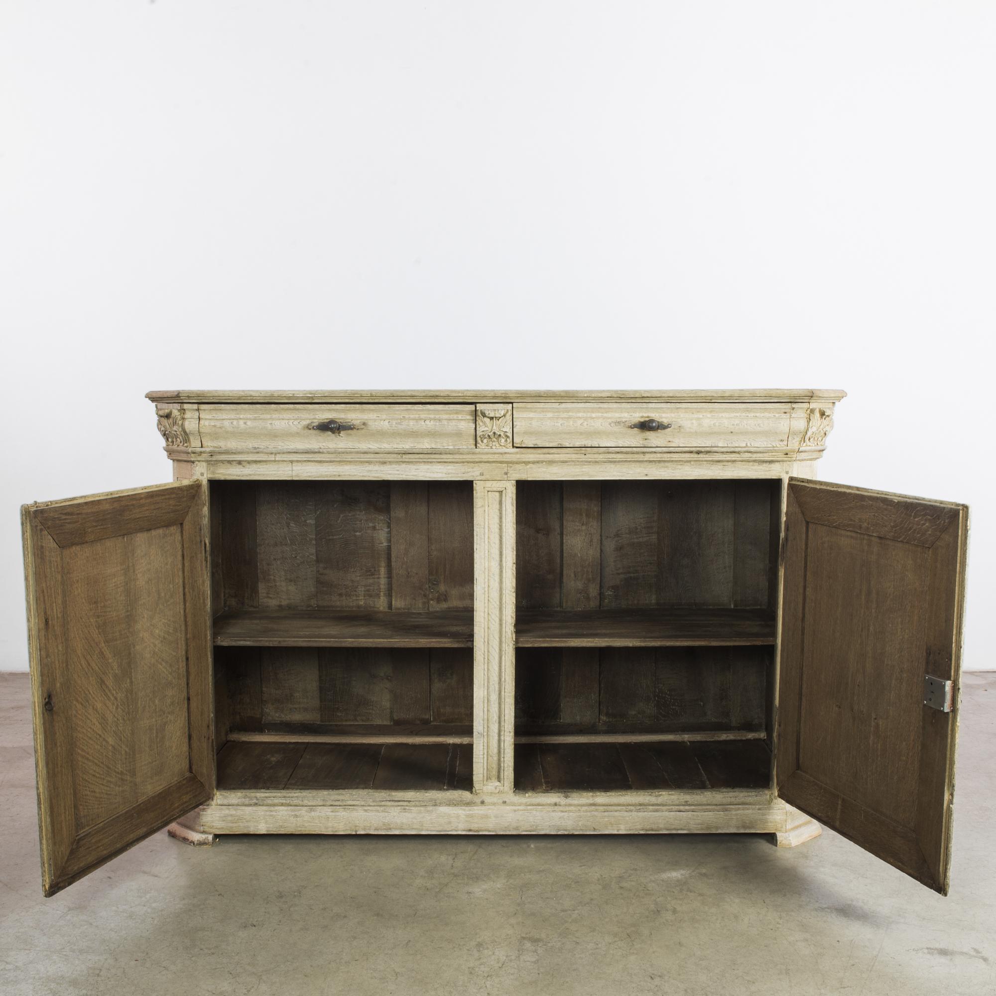 19th Century Belgian Carved Oak Buffet In Good Condition In High Point, NC