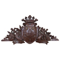 19th Century Belgian Carved Wood Women's Club Plaque