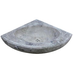 19th Century Belgian Cast Stone Corner Sink