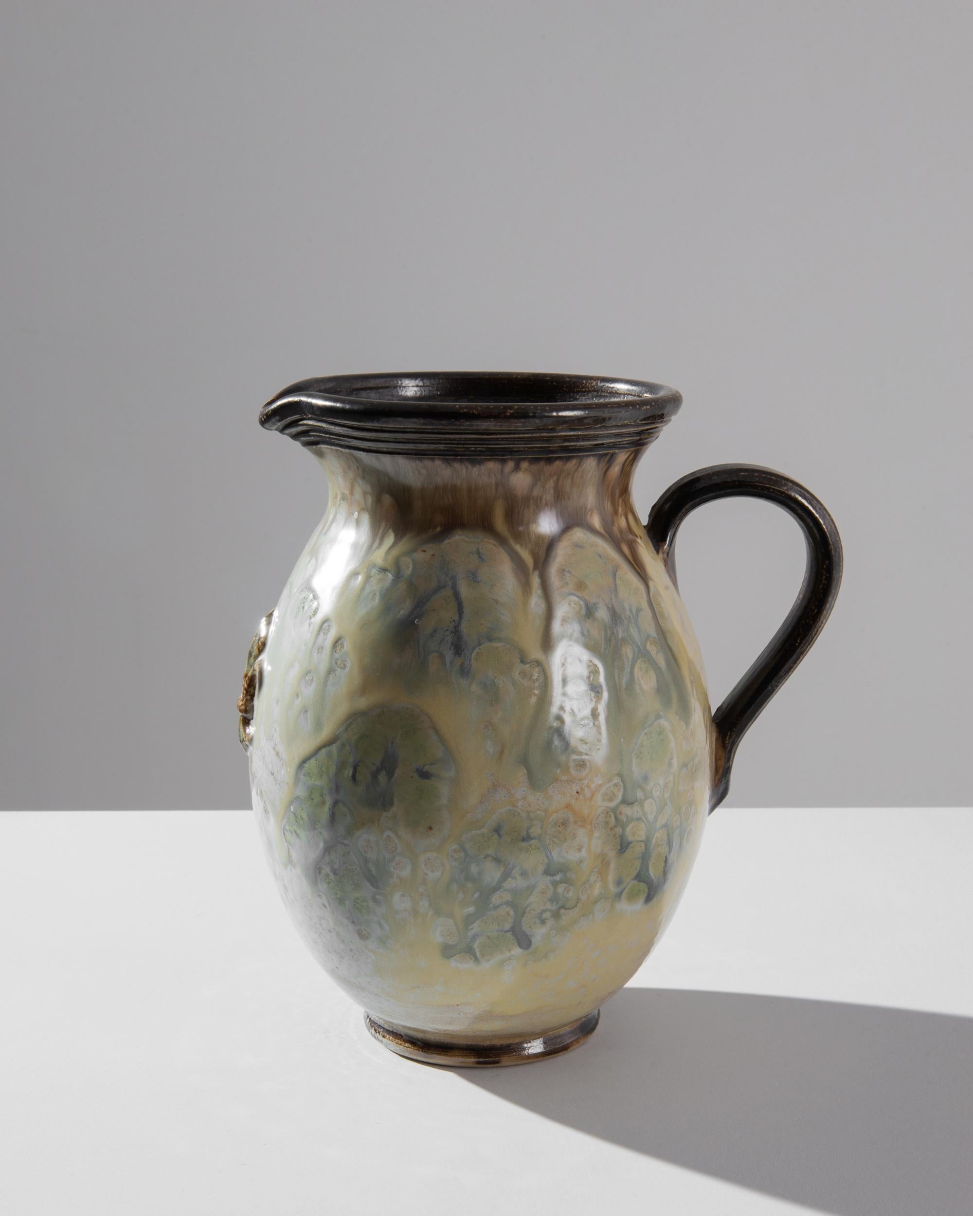 Belgischer Keramikkrug aus dem 19. Jahrhundert im Zustand „Gut“ im Angebot in High Point, NC